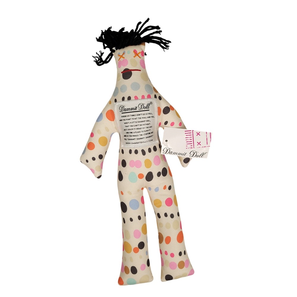 Dammit Doll Stress Relief Plush 13" Polka Dot Funny Gag Office Gift NWT